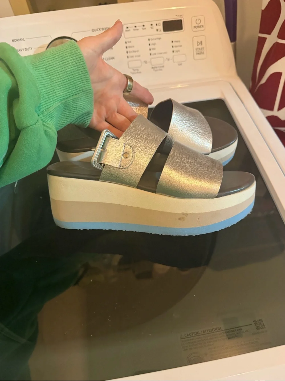 Matisse Metallic Silver Buckle Platform Sandals
